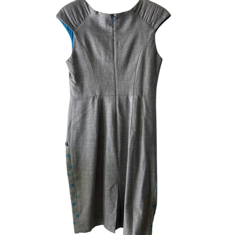 Eva Franco vintage for Anthropologie Gray & Blue Polka Dot wool mix Dress